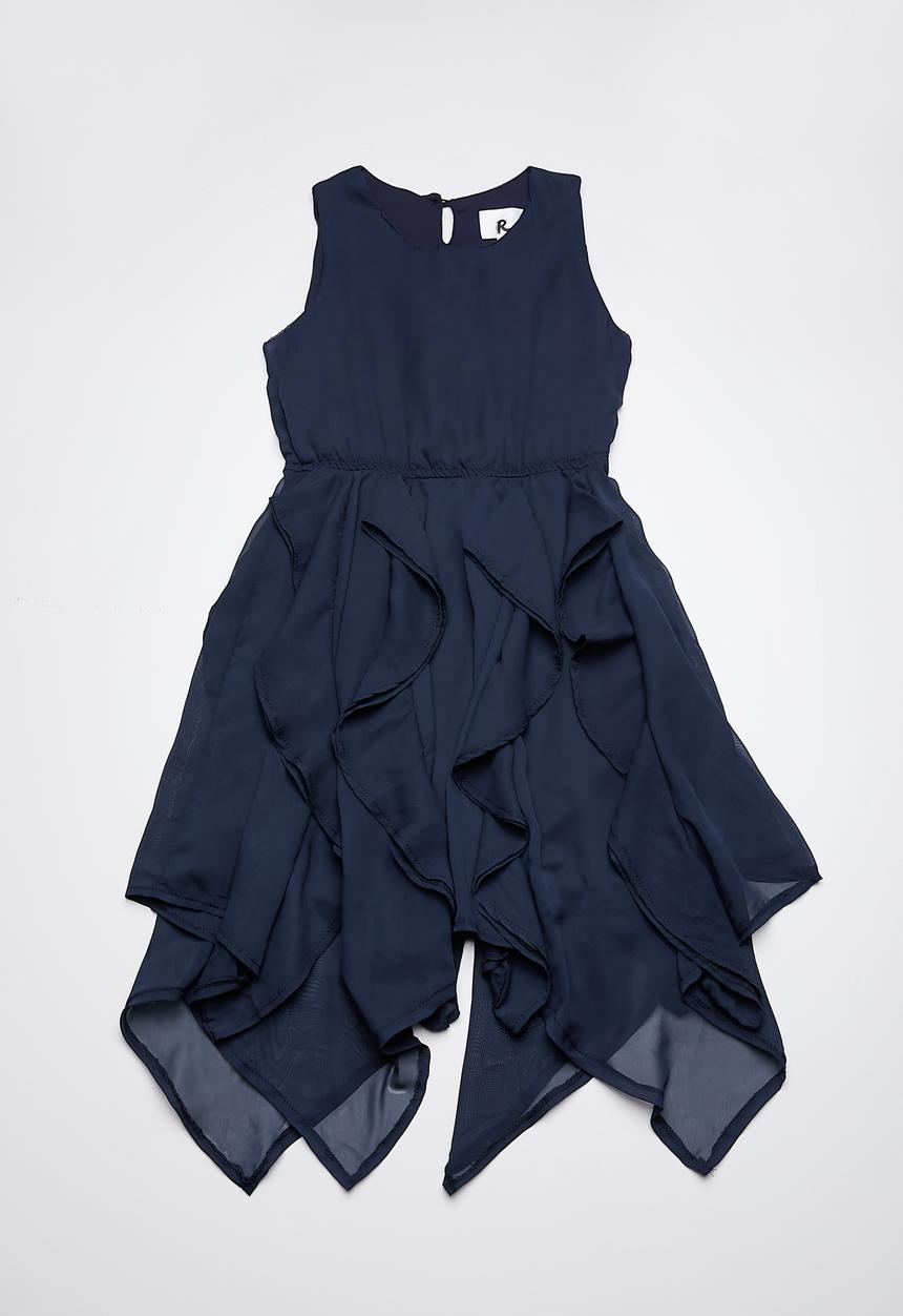 Rebel Republic - Chiffon dress with ruffle detailing - navy