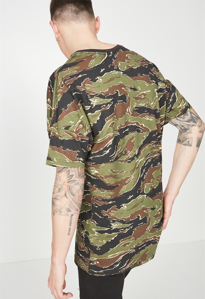 Cotton On - Drop shoulder longline tee - green