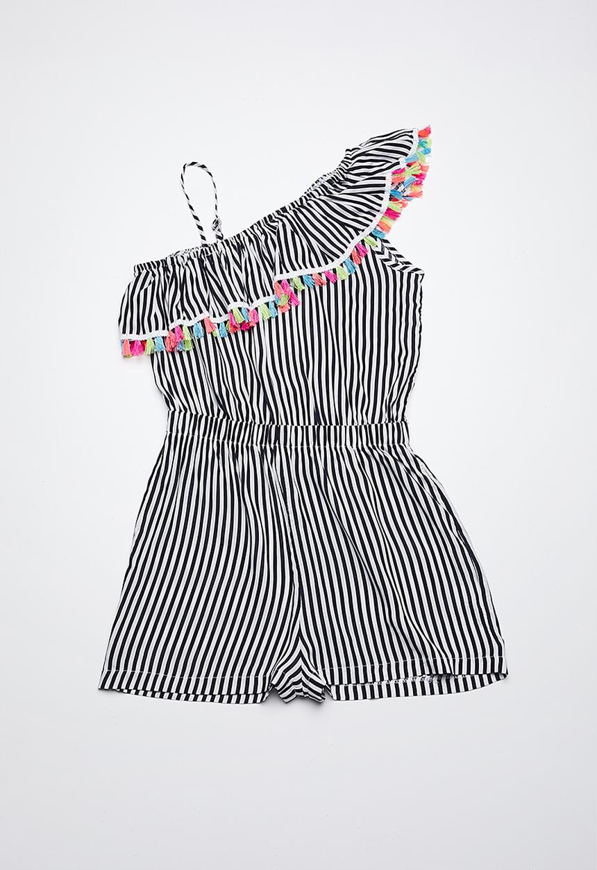 Rebel Republic - Playsuit with tassels - navy & white 