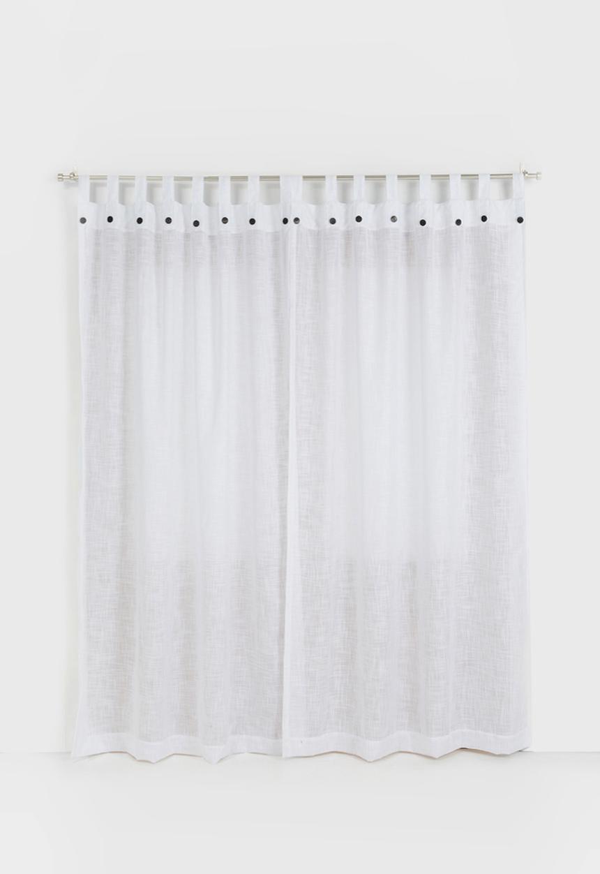 Sixth Floor - Button detail tab top unlined curtain - white