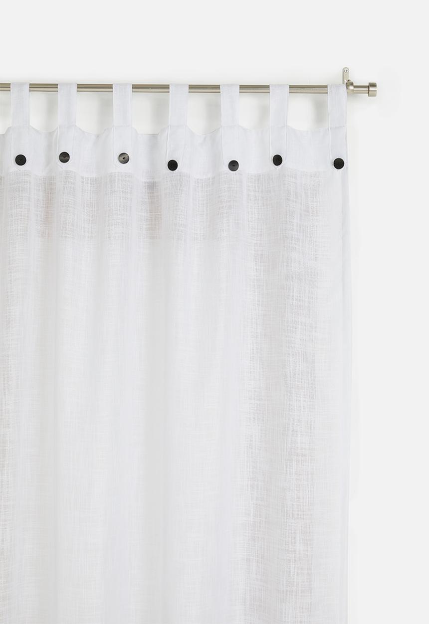 Sixth Floor - Button detail tab top unlined curtain - white