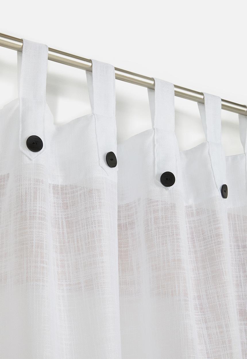 Sixth Floor - Button detail tab top unlined curtain - white