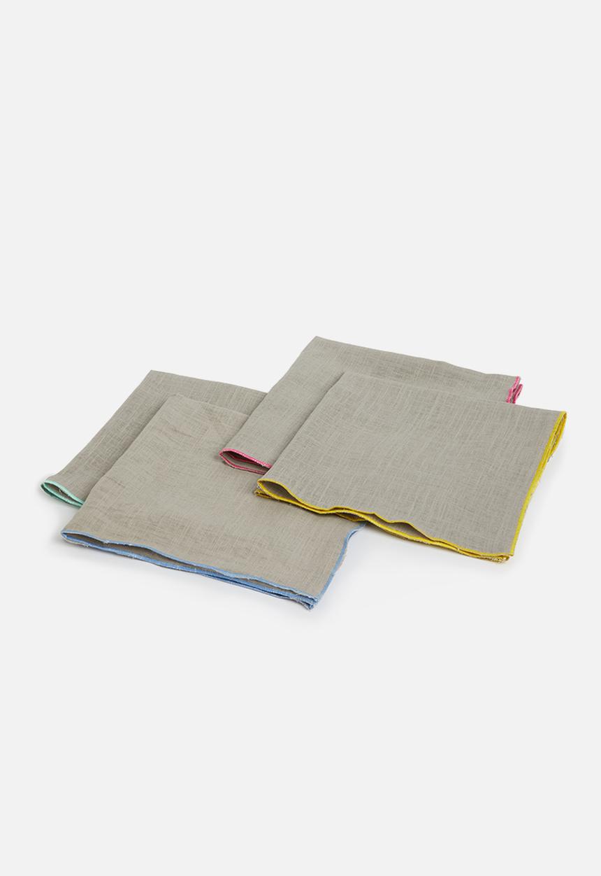 Sixth Floor - Polly napkin set of 4 - multi/grey