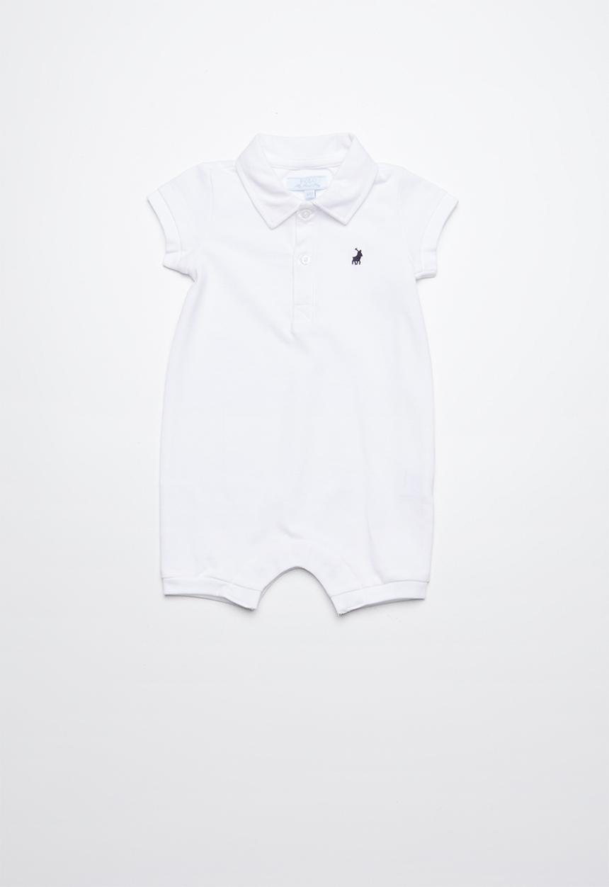 POLO - Alex short sleeve babygrow - white