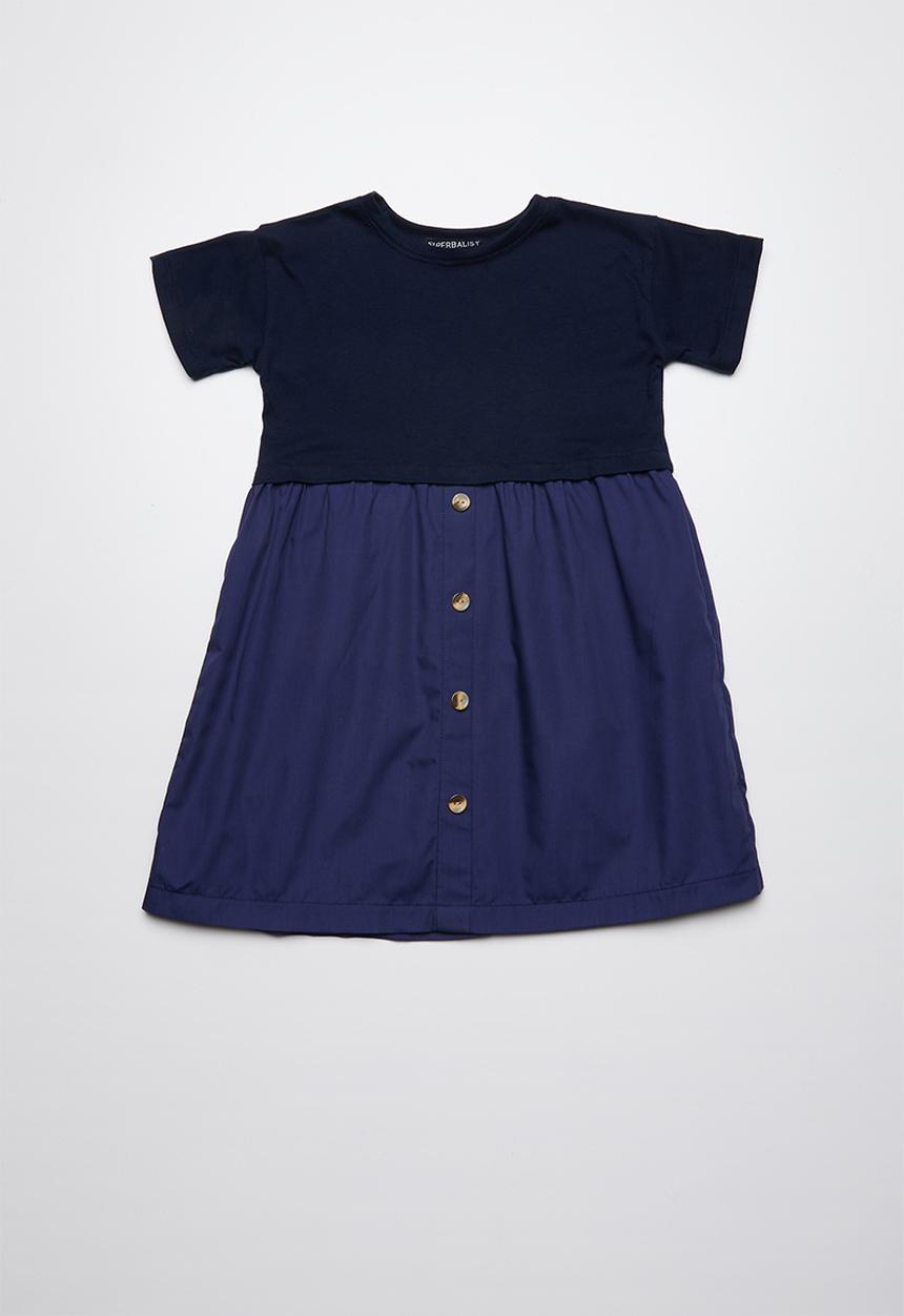 Superbalist - Button through combo dress - navy