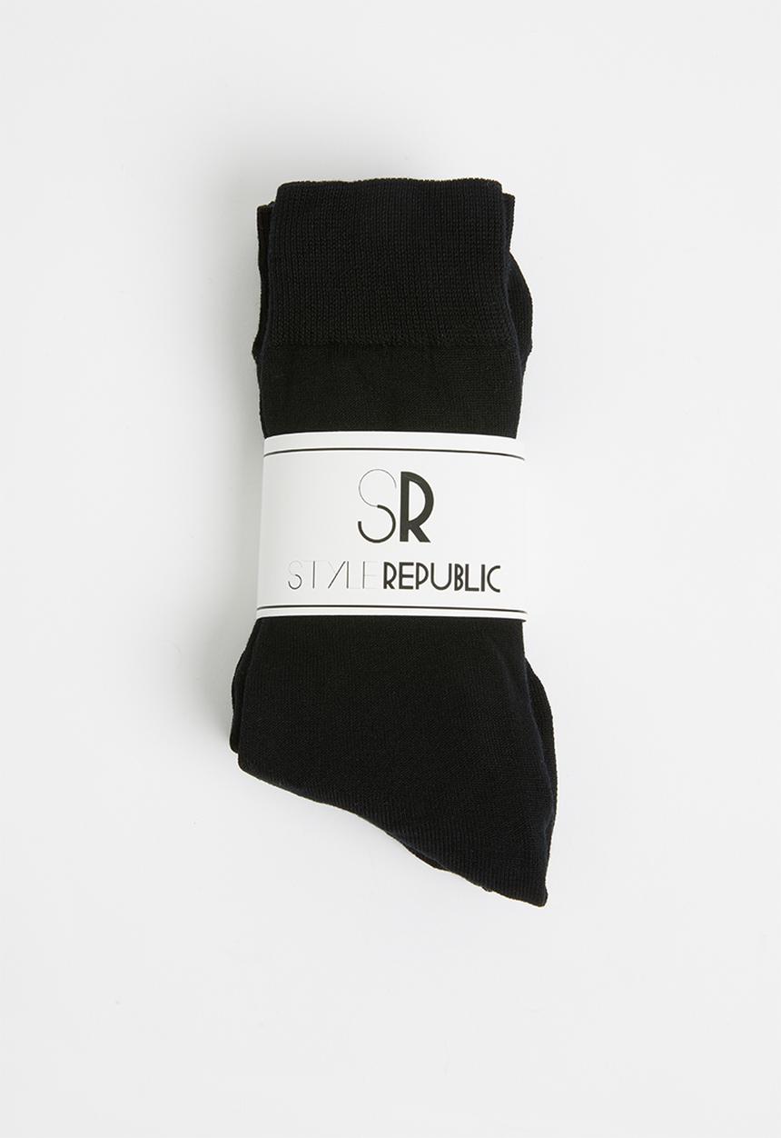 STYLE REPUBLIC - 2 Pack mid calf sock - black