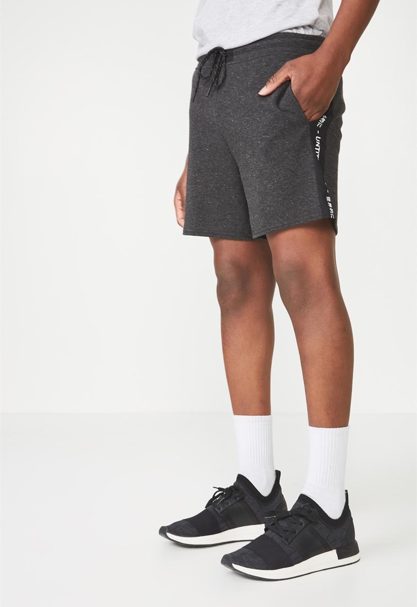 Cotton On - Coar side stripe double knit shorts - black