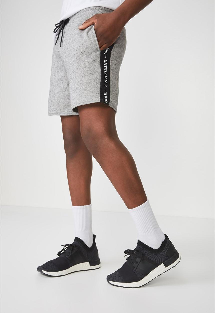 Cotton On - Coar side stripe double knit shorts - grey