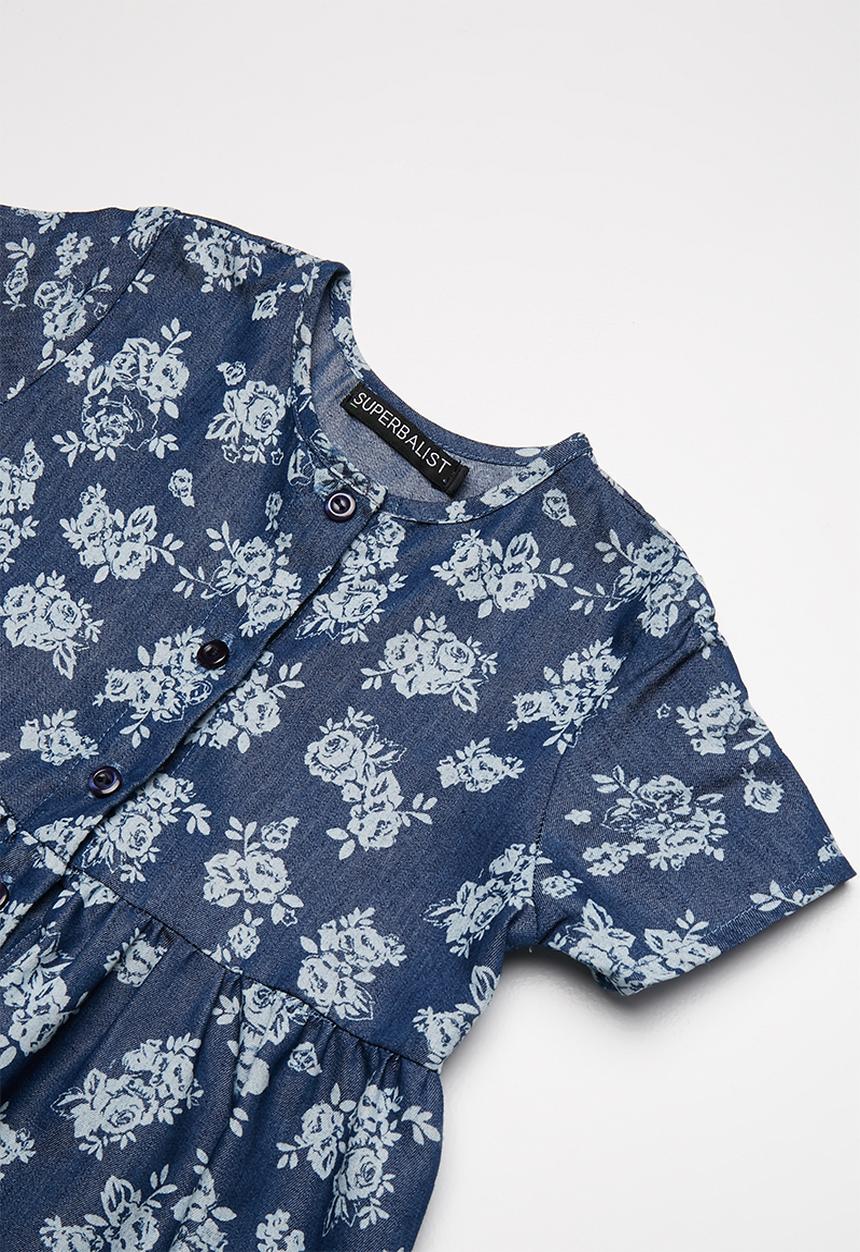 Superbalist - Smocked button through dress - navy