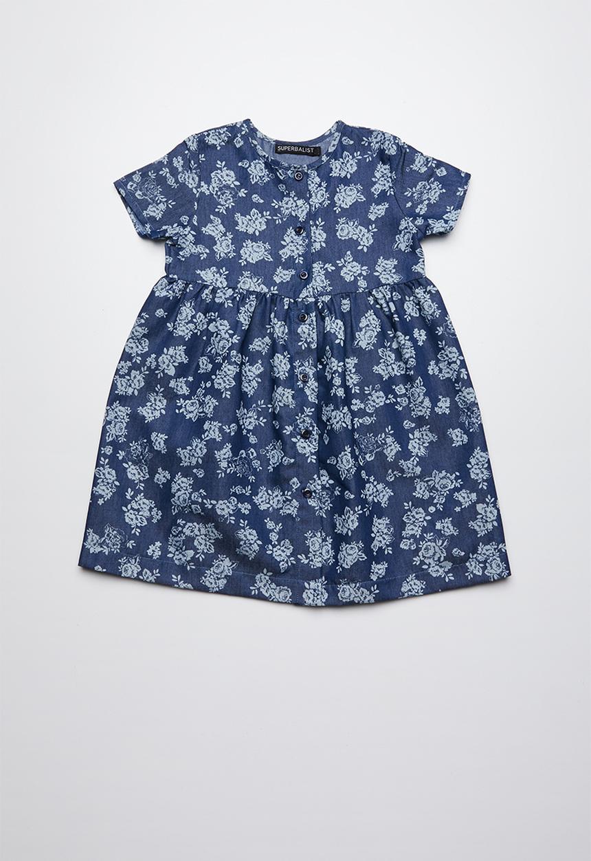 Superbalist - Smocked button through dress - navy