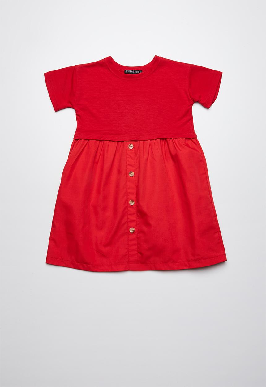 Superbalist - Button through combo dress - red