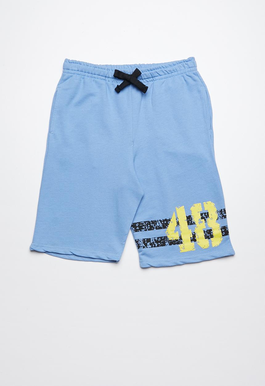 Pop Candy - Printed fleece drawstring shorts - blue
