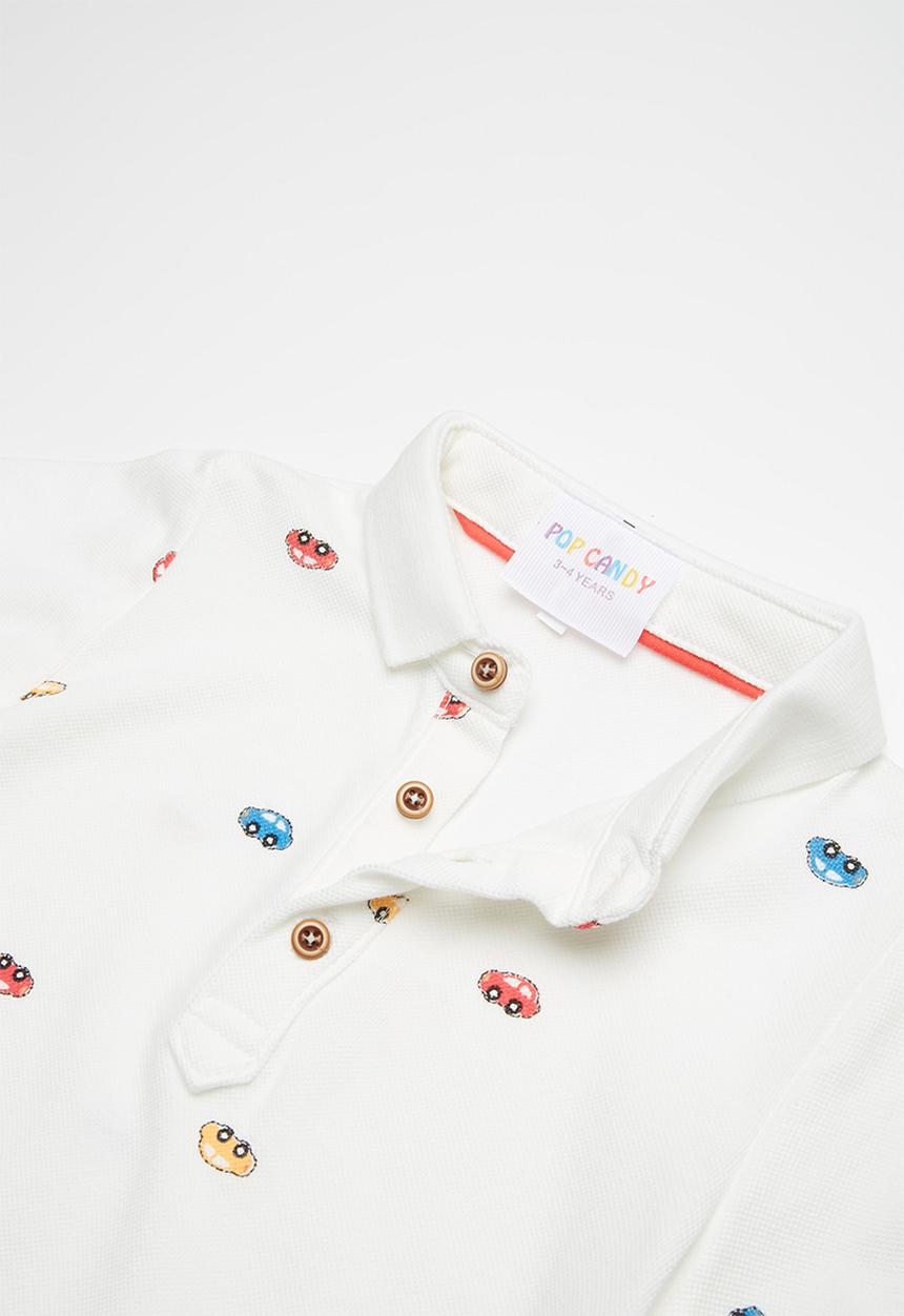 Pop Candy - Printed short sleeve golfer - white