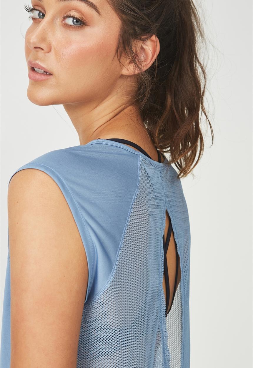 Cotton On - Split back T-shirt - blue