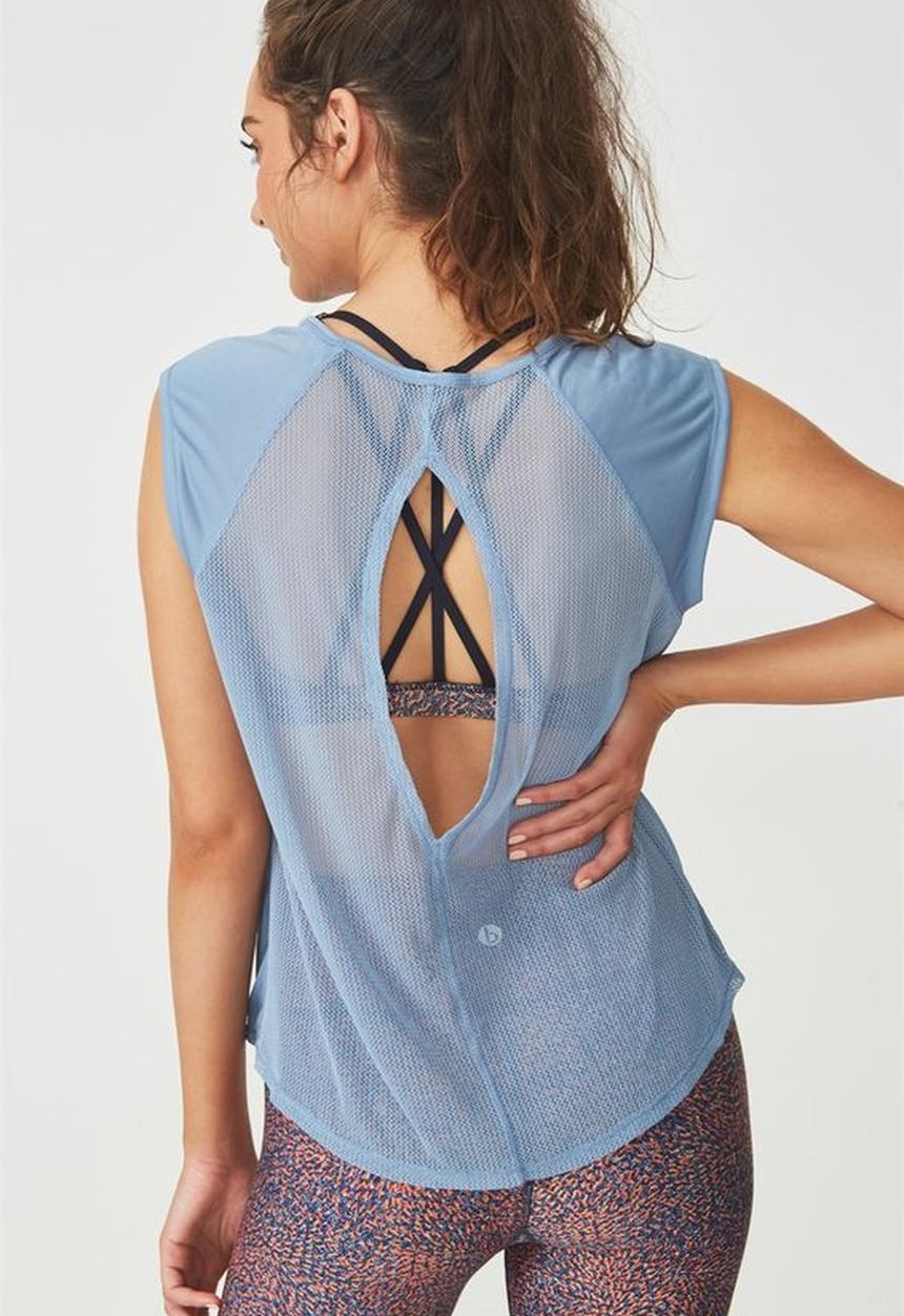 Cotton On - Split back T-shirt - blue