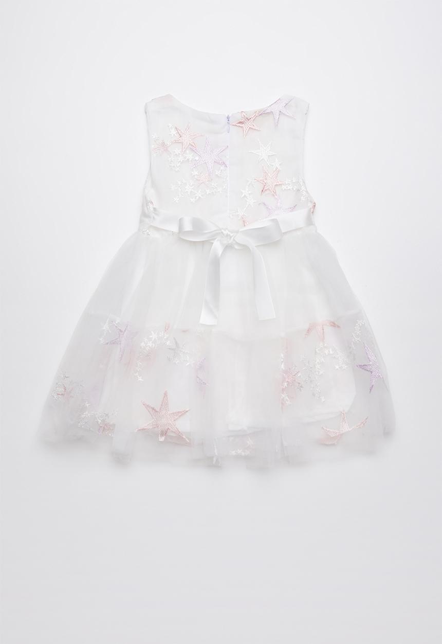 Pop Candy - Embroidered flower & star dress - white