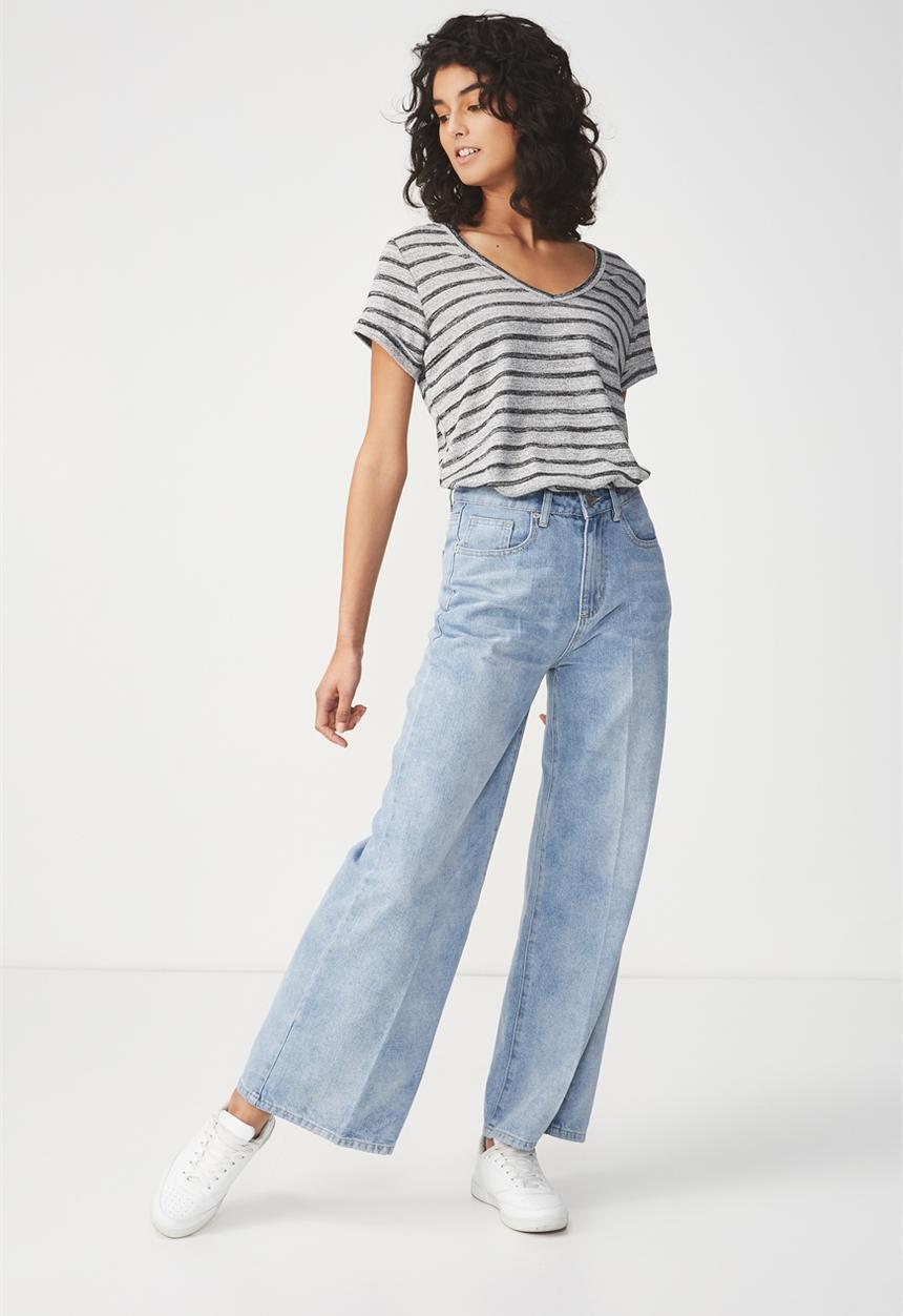 Cotton On - Karly short sleeve V-neck - grey
