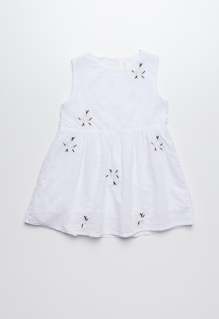 Pop Candy - Printed sleeveless dress with embroidered detailing - white