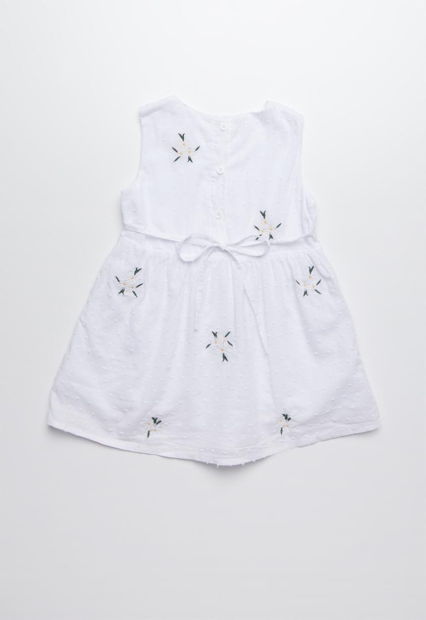Pop Candy - Printed sleeveless dress with embroidered detailing - white