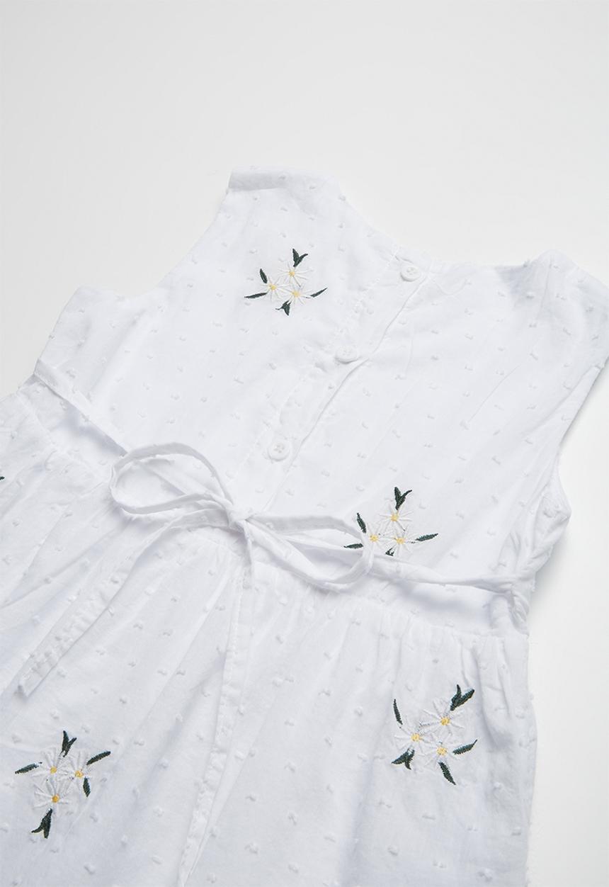 Pop Candy - Printed sleeveless dress with embroidered detailing - white