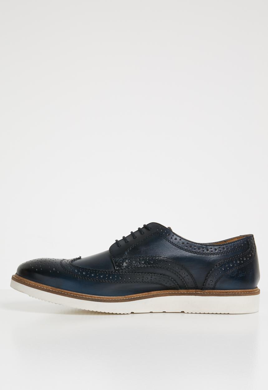 Base London - Orion leather brogue - blue & white 