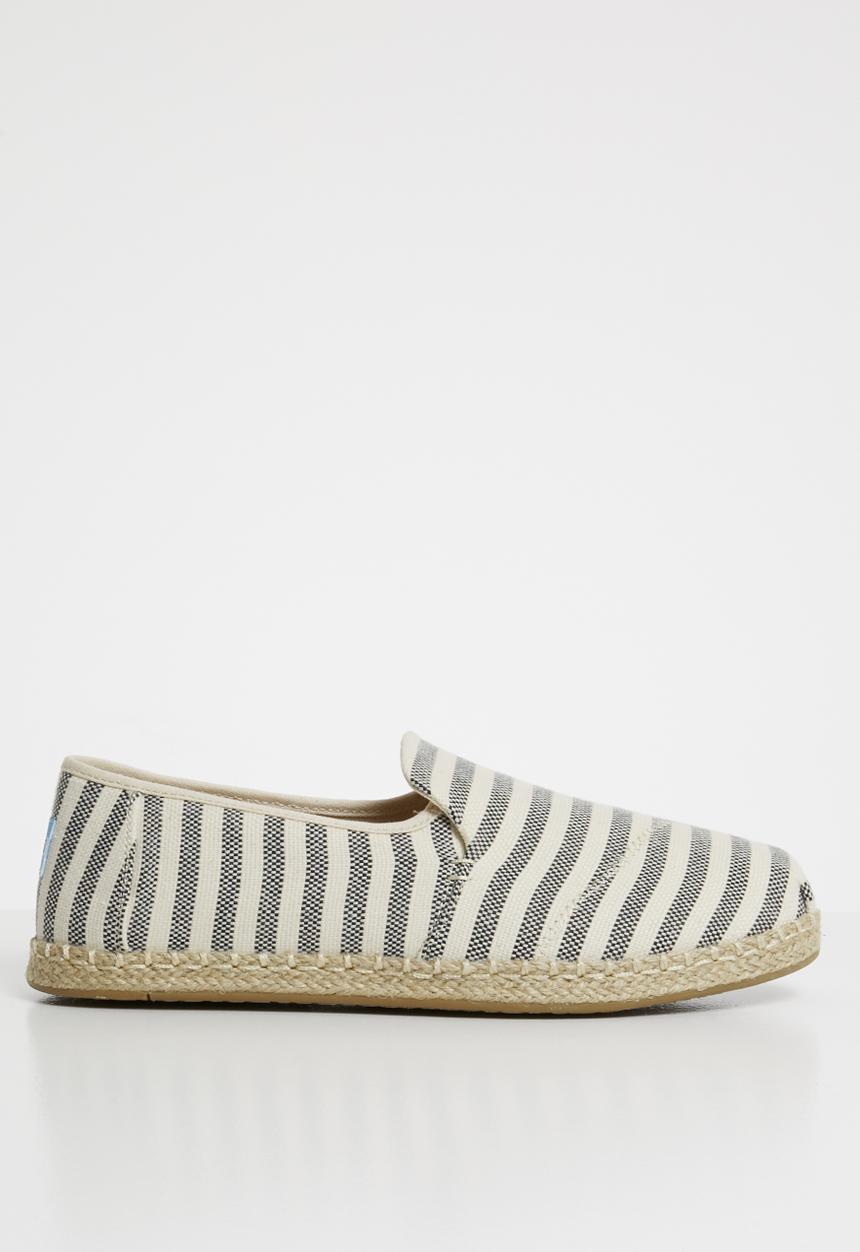 Toms - Woven stripe women's deconstructed alpargatas - cream & black 