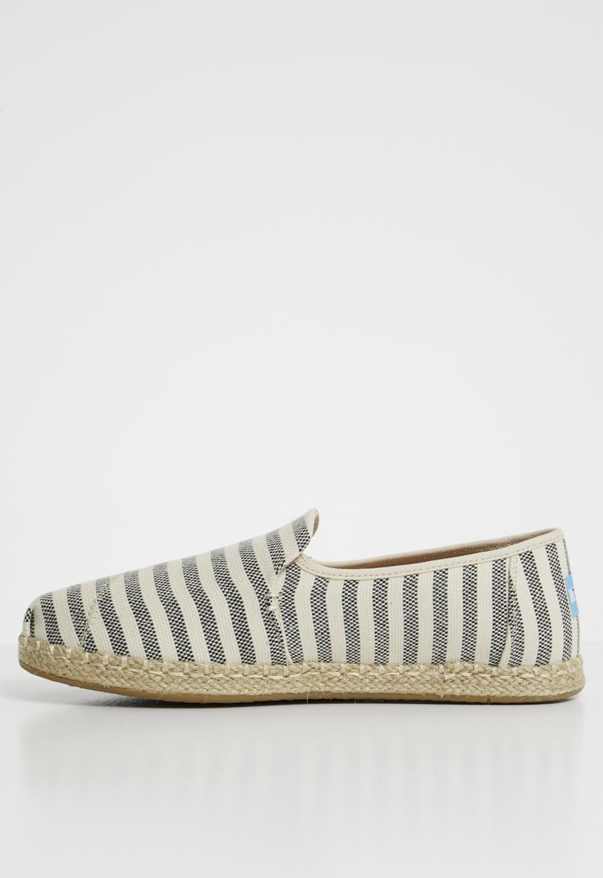 Toms - Woven stripe women's deconstructed alpargatas - cream & black 
