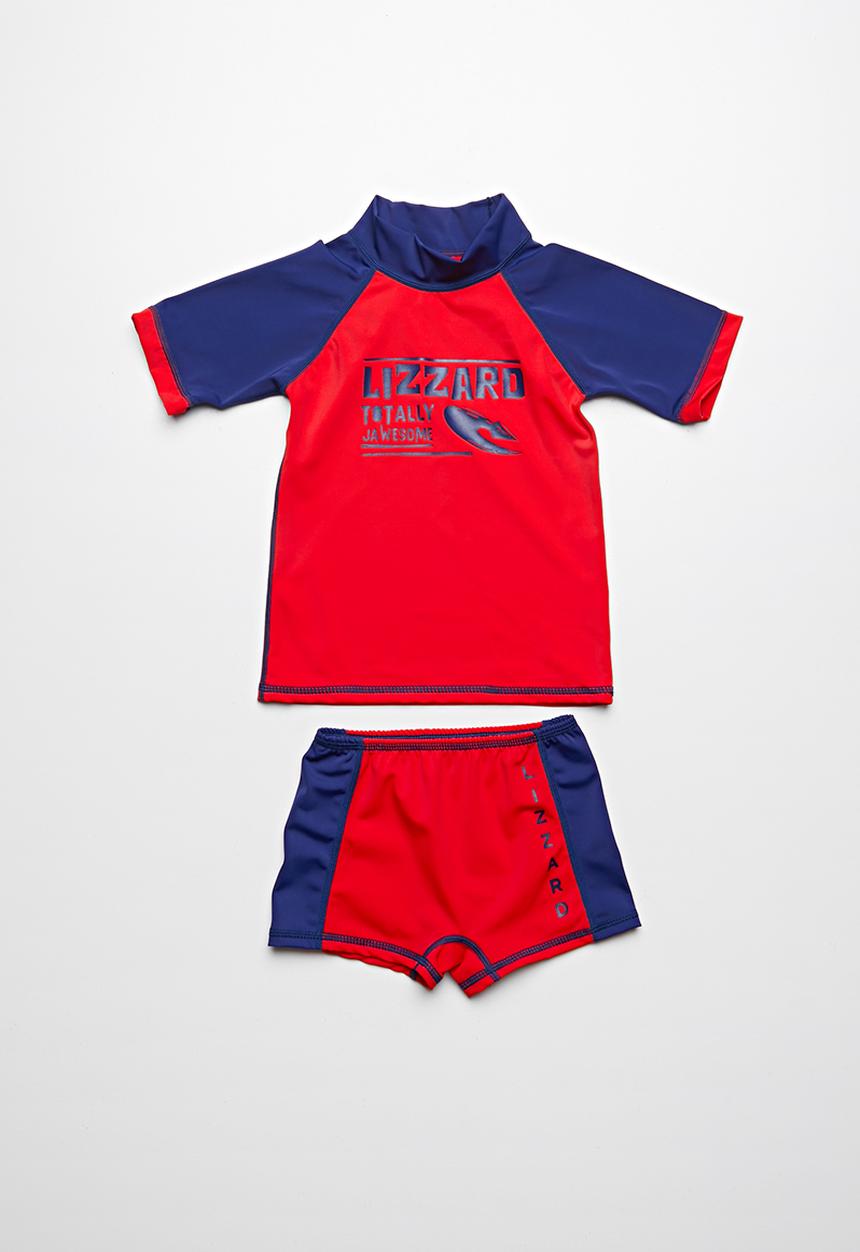 Lizzard - Sampson 2 piece rash vest set - red & navy 