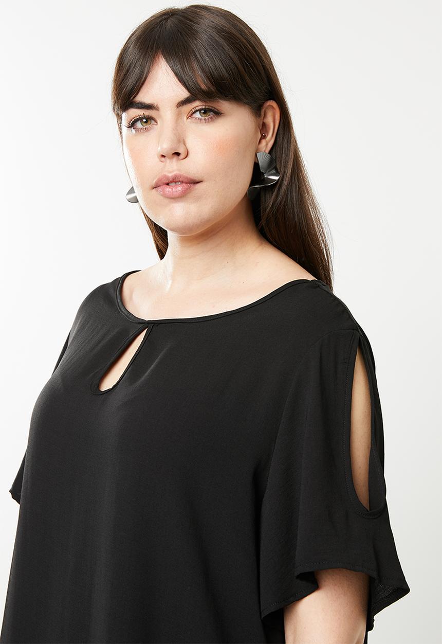 edit Plus - Cold shoulder tunic - black
