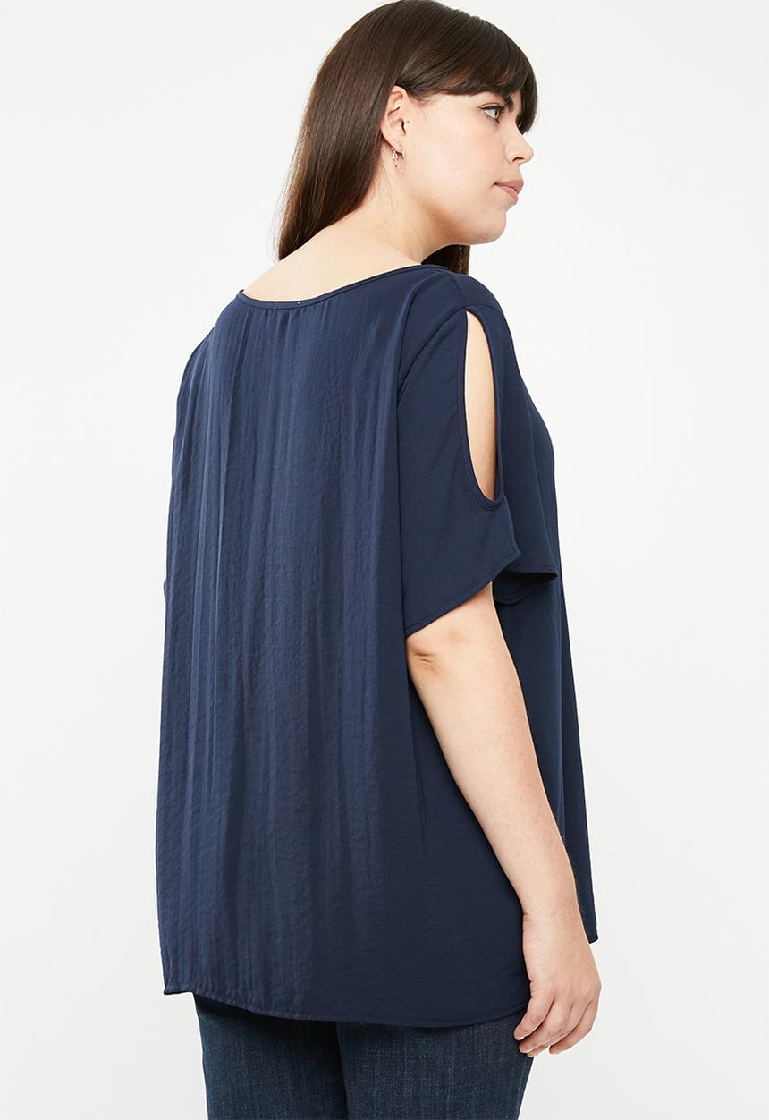 edit Plus - Cold shoulder tunic - navy