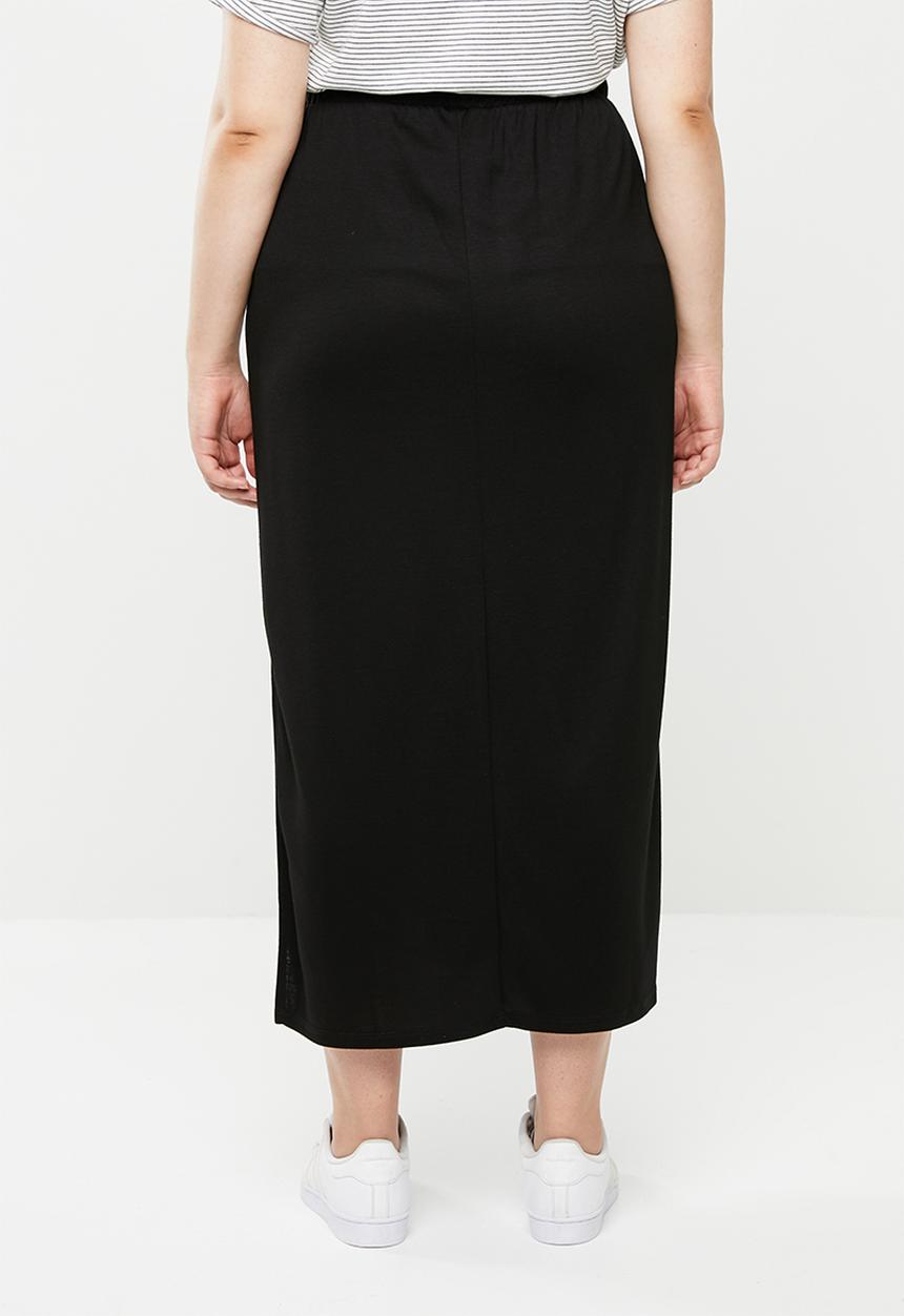 edit Plus - Maxi skirt with side slits - black