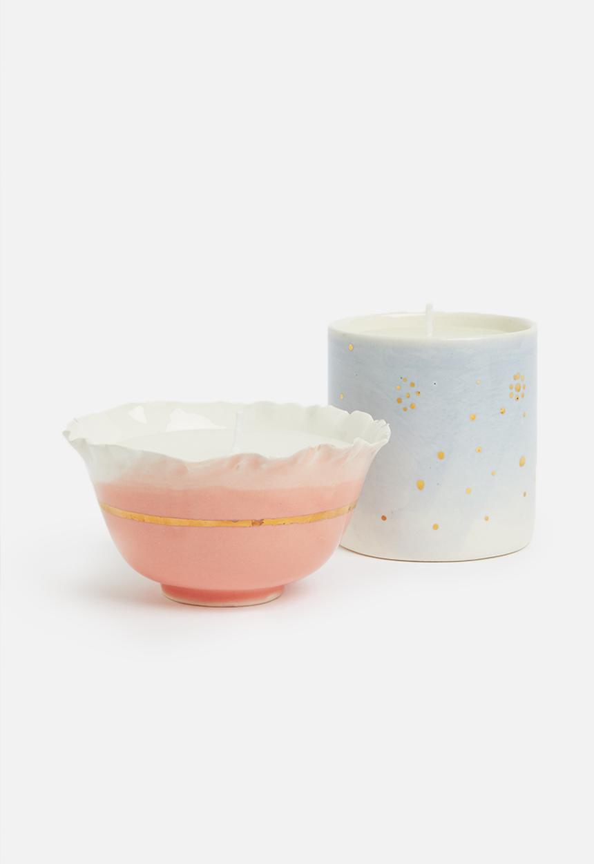 Urchin Art - Bowl candle - pink/gold
