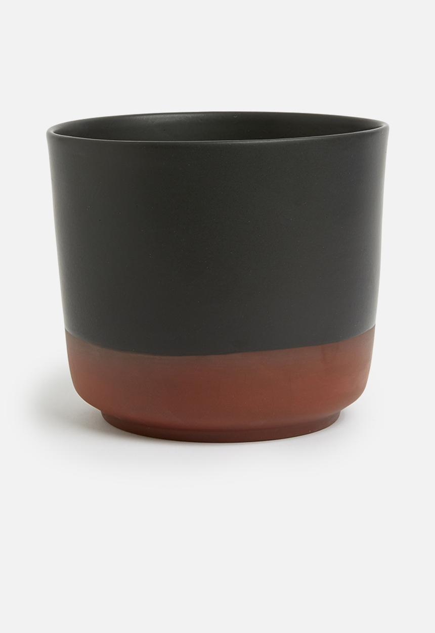 Urchin Art - Large coco pot - black/terracotta