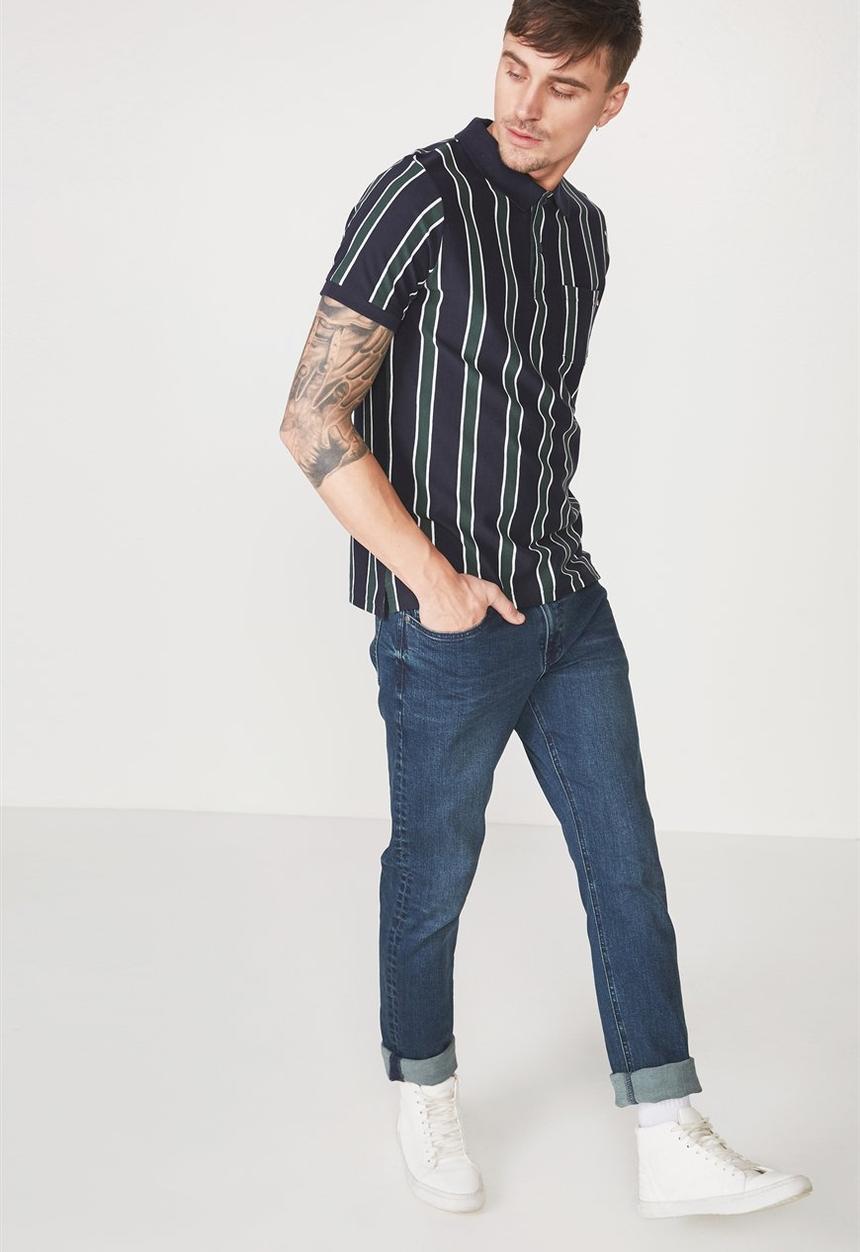 Cotton On - Icon polo - green & navy 