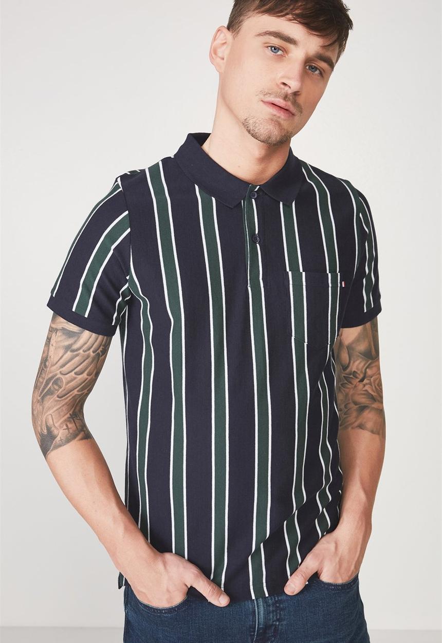 Cotton On - Icon polo - green & navy 