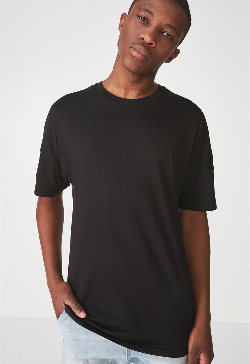 Cotton On - Drop shoulder  longline tee - black