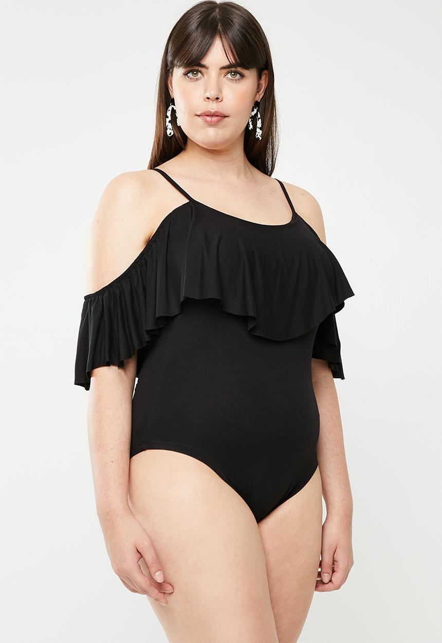 STYLE REPUBLIC PLUS - Bardot t-shirt sleeve bodysuit - black
