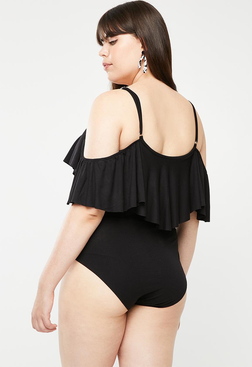 STYLE REPUBLIC PLUS - Bardot t-shirt sleeve bodysuit - black