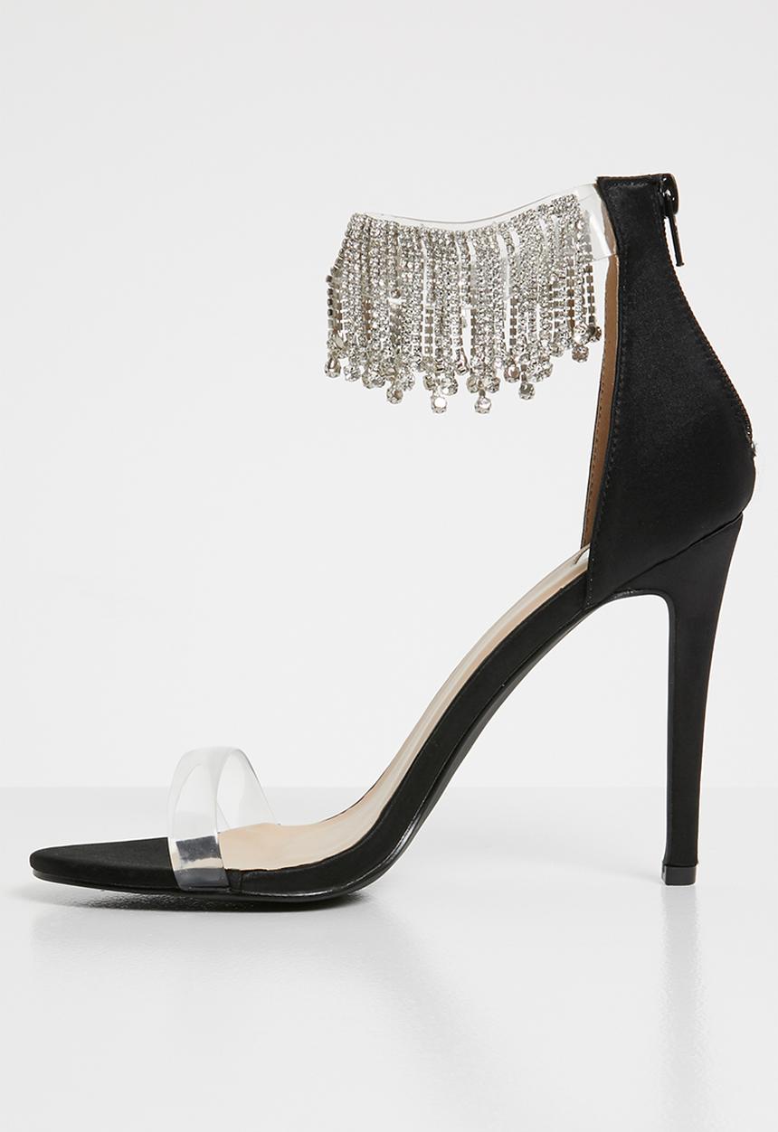 Footwork - Embellished ankle strap heels - black