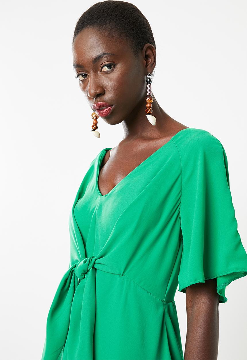 c(inch) - Tie front dress - green