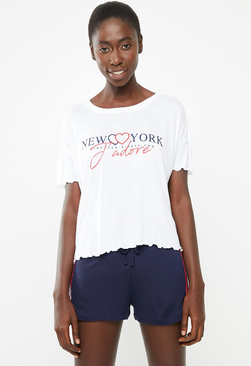 New Look - New york j'adore pyjama set - blue & white