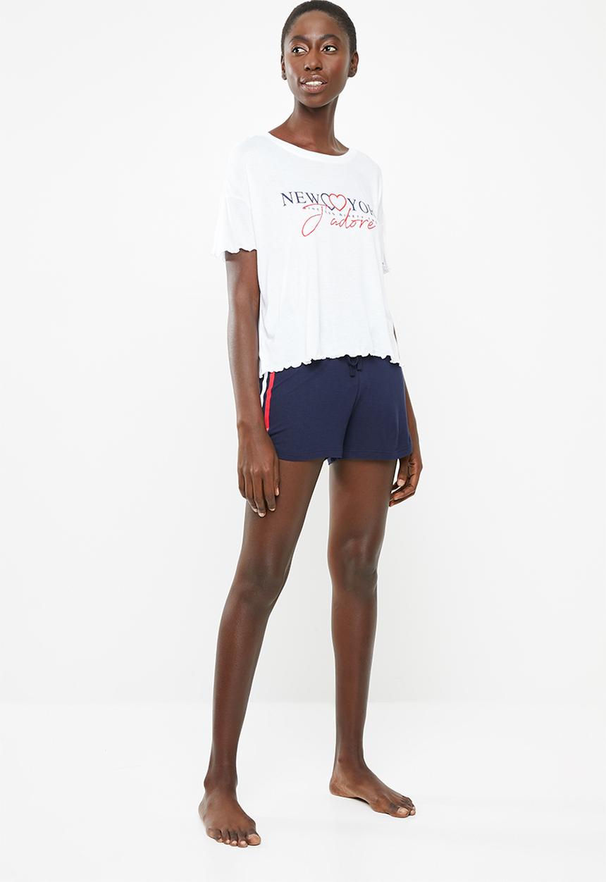 New Look - New york j'adore pyjama set - blue & white