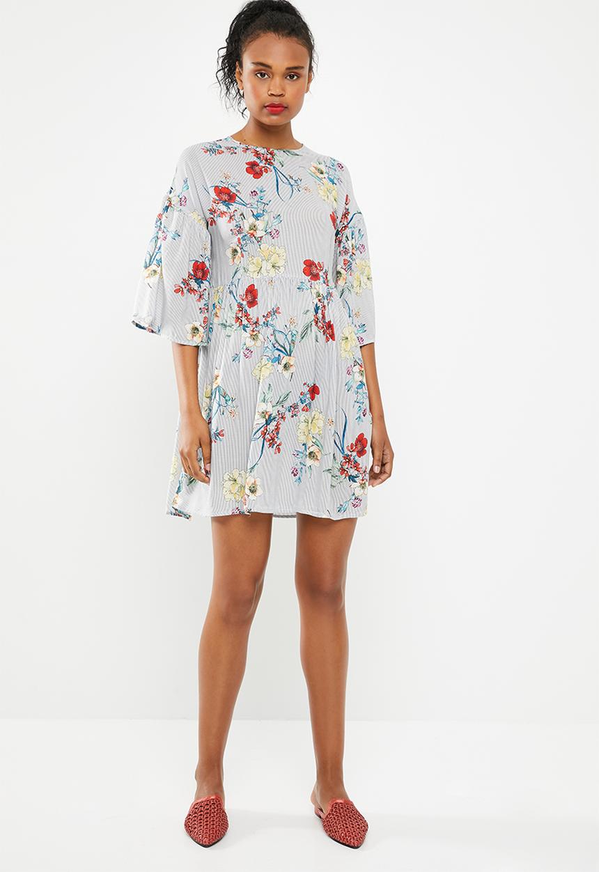 Superbalist - Striped floral easy shift dress - multi 
