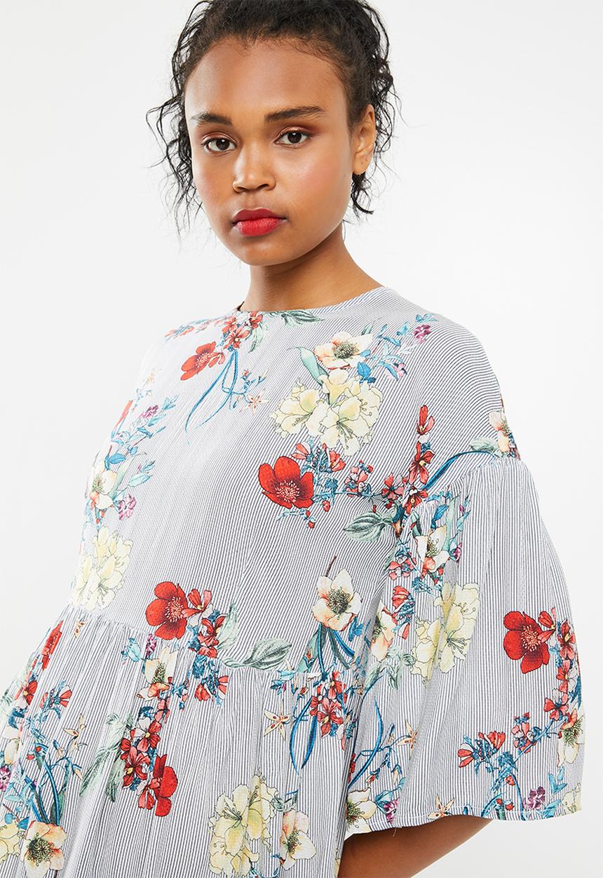 Superbalist - Striped floral easy shift dress - multi 