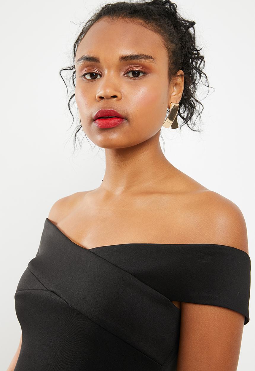Superbalist - Wrap front bodycon dress with strap detail - black