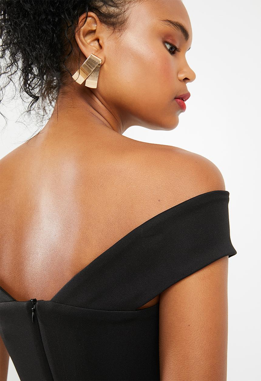 Superbalist - Wrap front bodycon dress with strap detail - black