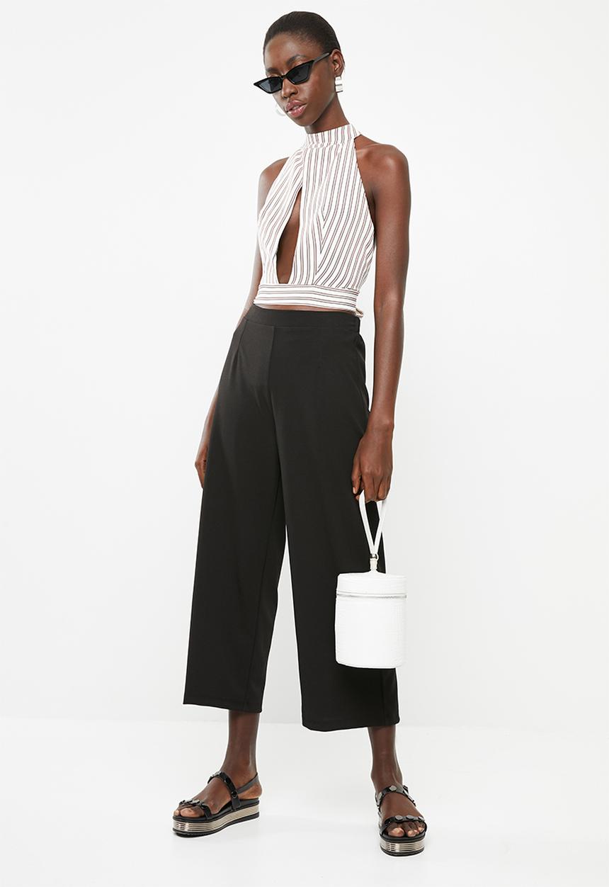 STYLE REPUBLIC - Cross front crop top - pink & white