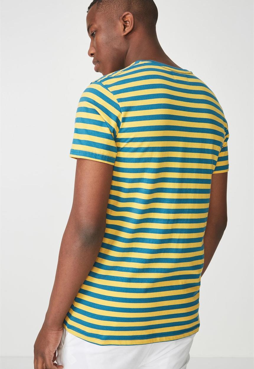 Cotton On - Tbar premium crew neck tee - yellow & blue