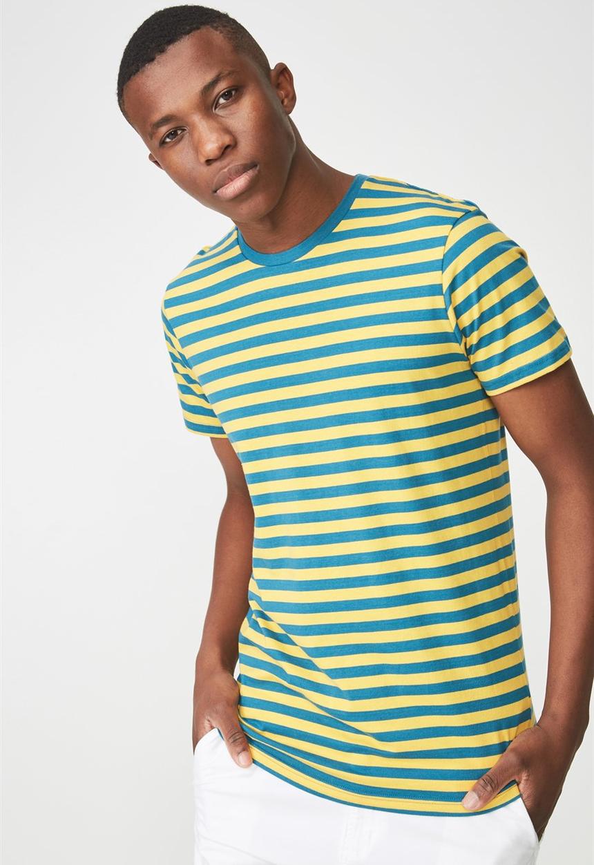 Cotton On - Tbar premium crew neck tee - yellow & blue
