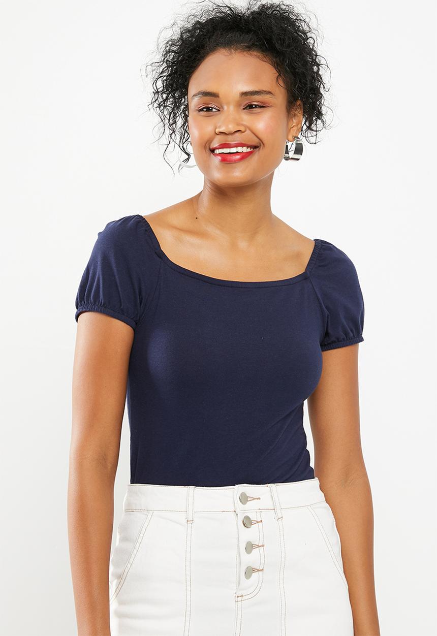 Superbalist - Puff sleeve knit tee - navy